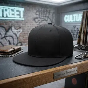 Classic Snapback Hat with Flat Bill Visor - Adjustable Brim High Top End Trendy Color Style Plain Tone Baseball Cap for Men Women Unisex Casual Streetwear Fashion Outdoor Sports Activities