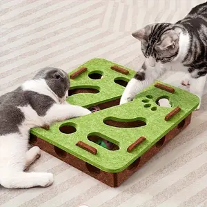 Cat Self-Entertainment Puzzle Felt Box Toy Set | Interactive Hole-Digging Maze Box with Bell Balls | Scratch-Resistant Durable Cat Teaser Toys | Includes Cat Scratcher, Scratching Post, Cat Tree & Sound Toys | Ideal for Multi-Scene Use