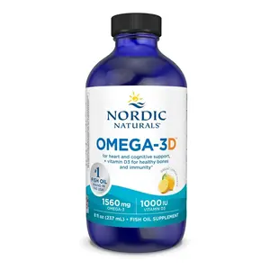 Nordic Naturals Omega-3D Liquid 8 oz - Cognition Immune & Bone Support with Vitamin D3 for Optimal Absorption and Taste
