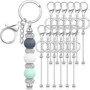 12 Pieces of Blank Metal Bead Keychain Strips (excluding Beads), Suitable for DIY Crafts Gifts, Handmade Keychains, and Preferred Birthday Party and Holiday Gifts