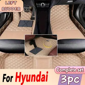 Suitable for Hyundai Tucson、IX35、Grand i10、Santa Fe、i10、Kona、I30、I40、Accent、hb20、Creta, Car floor mats, full set of PU leather car floor mats,non slip, wear-resistant, easy to clean, car interior accessories, not sold in the UK