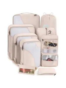 Curved Travel Packing Cubes 9 Pack Clear Visible Mesh Clothes Shoe Cosmetic Toiletry Storage Pouches Suitcase Organizer For Business Travel Camping Holiday