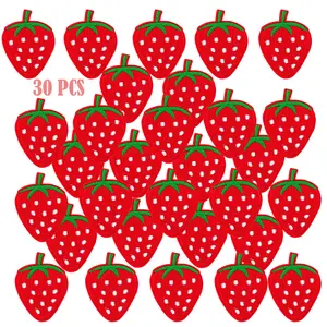 30PCS Beautiful Fine Embroidered Iron on Patches Red Strawberries Embroidery Patches Iron on Appliques for DIY on Clothes, Hats, Bags etc.