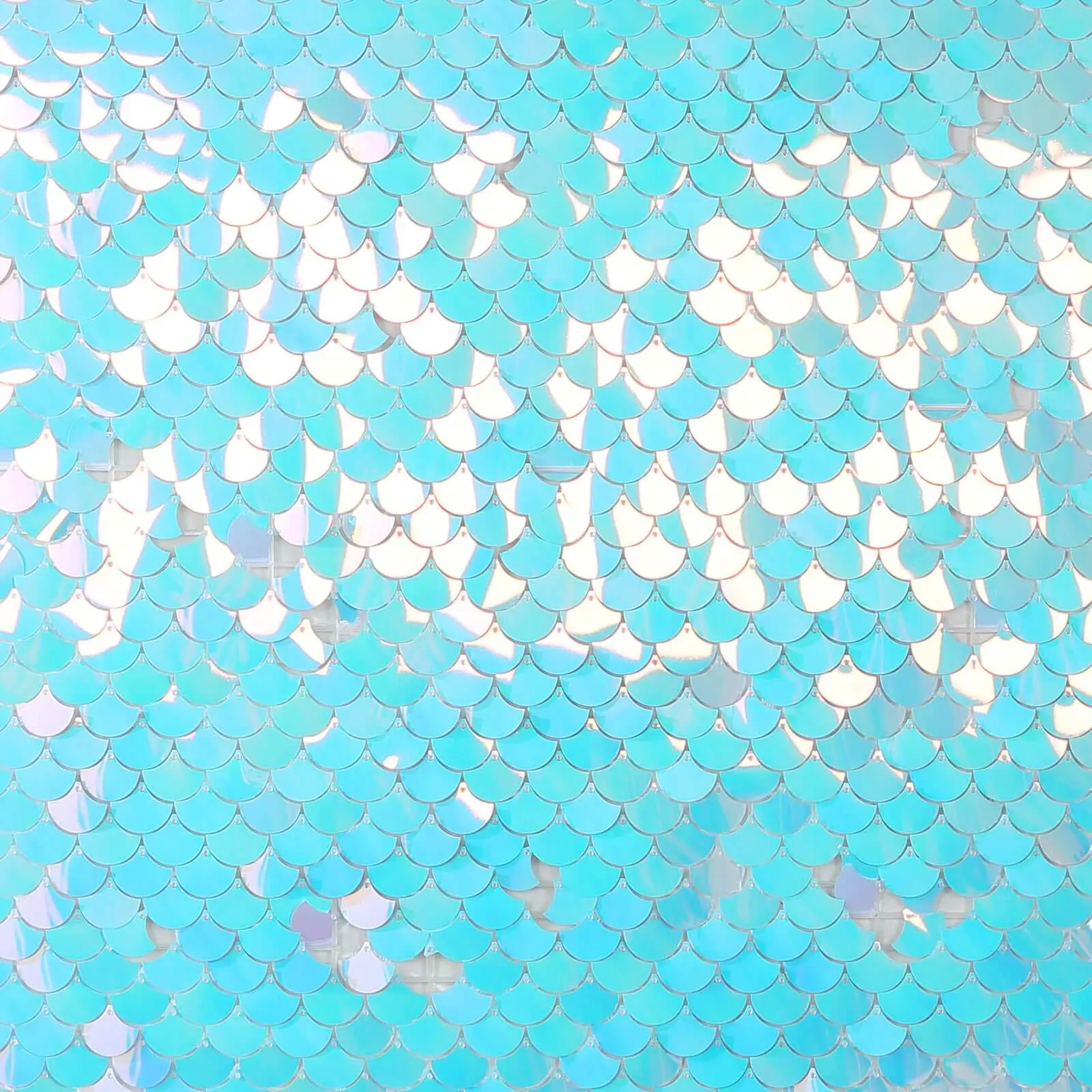 24-Panel Iridescent Blue Mermaid Scales Sequin Shimmering Photo Backdrop Panels, Shiny Party Decor Wall Art for Home & Festive Use - 24sq.ft, Photo Backdrops