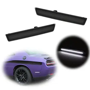 2PCS Smoke Lens White LED Rear Side Marker lamps Lights For 2015 2016 2017 2018 2019 2020 2021 2022 2023 Dodge Challenger, Replace OEM 68195788AB, 68195789AB, 68195797AB, 68195796AB, 68195788, 68195789, 68195797, 68195796