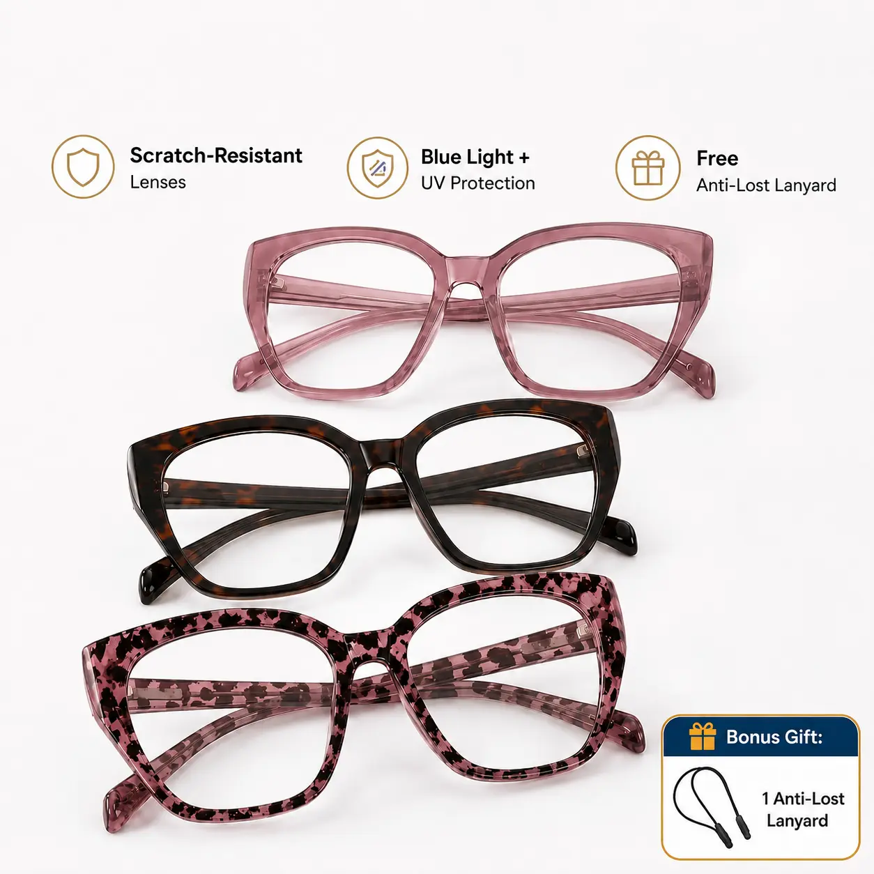 Oversized Progressive Multifocal Reading Glasses, Lightweight Square Frame Readers for Men & Women, Daily Reading and Screen Use