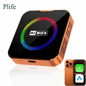 Plife Orange AI Box Wireless CarPlay Adapter for iPhone & Android, Supports Video Streaming, TF Card, Plug & Play for Factory Wired CarPlay Cars (2016+)