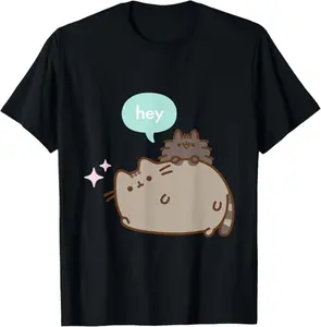 [Sale Up To 25%] [Free Shipping] Pusheen Hey With Pip T-Shirt, black 12