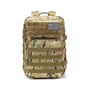 45L Tactical 3P Assault Backpack, Large Capacity MOLLE Military Rucksack, Waterproof Oxford Cloth Outdoor Hiking & Camping Bag