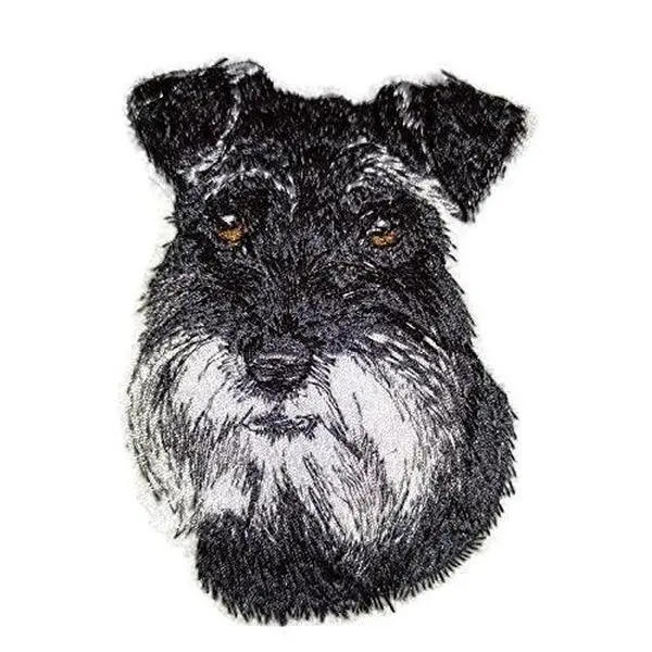 Schnauzer Dog Face Embroidered Patch (2.94" x 4") | Iron-On or Sew-On | Dog Lover Applique for Jackets, Bags & DIY Fashion