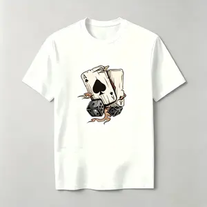 Men's Fashion Printed T-Shirt with Perfect Combination of Poker Cards and Dice Design