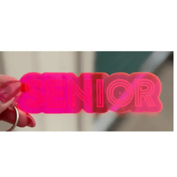 Senior Lines Neon Pink Keychain