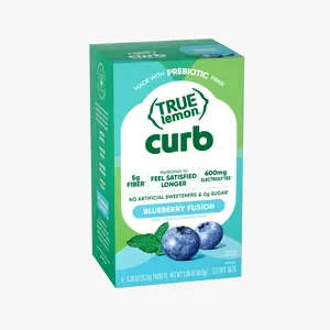 True Lemon Curb Blueberry Fusion | Prebiotic Fiber + Electrolyte Drink Mix with Green Tea