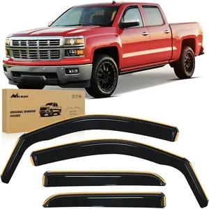 Nilight In-Channel Window Deflectors, 4-Piece Truck Accessories Rain Guards & Vent Visors, Tool-Free Fit for Chevy Silverado/GMC Sierra 1500 Crew Cab 2014-2018, 2500HD-3500HD Crew Cab 2015-2019 Exterior Trim