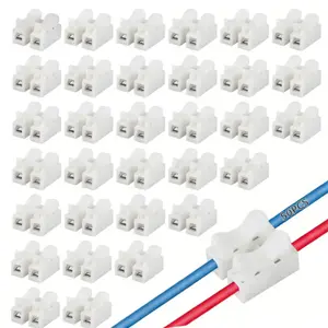 50Pcs Spring Clamp Terminal Cable Clamp Connector,2 Pin Push-in Quick Terminal Wire Cable Connector Wiring Terminal for Electrical Projects.