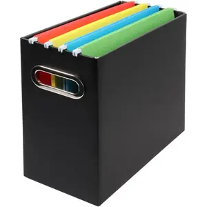 Collapsible File Organizer Box with Handle,12.20x5.11x9.84Inches, Filing Organizer for Home or Office, Small Portable File Box(1 Pack, Black)