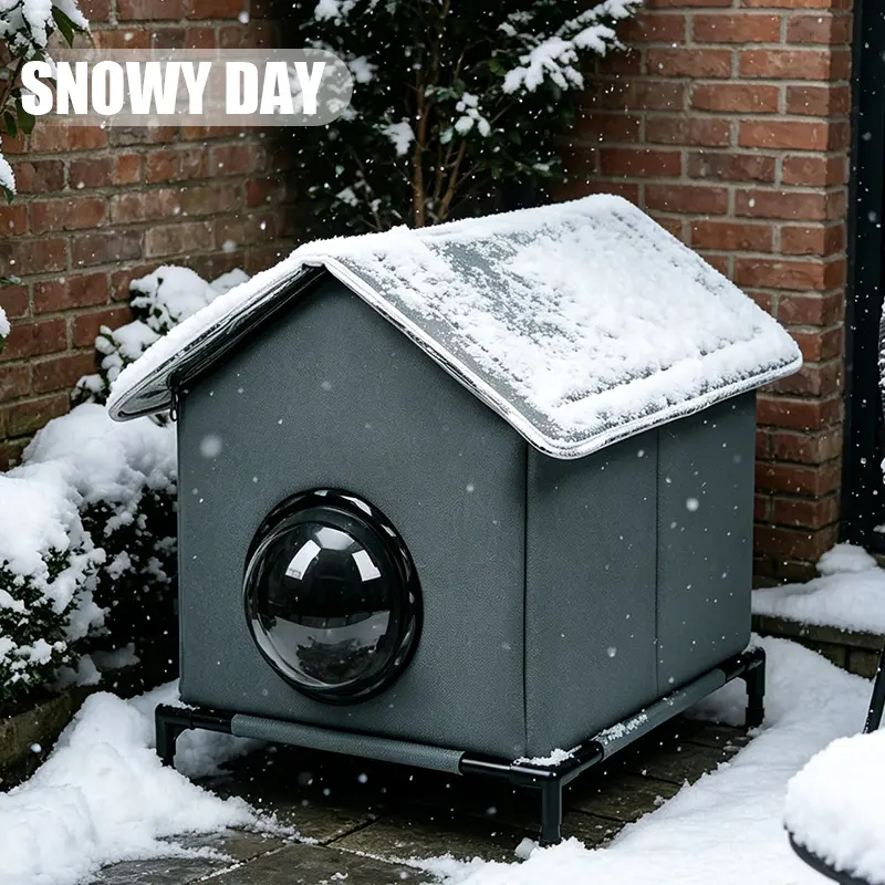 4 season cat house,waterproof cat house,outdoor dog house,pet villa,space capsule cat house,feral cat shelter,stray animal shelter,elevated cat house,ventilated insulated,cat house with blanket,cat house with bracket,scratch‑resistant