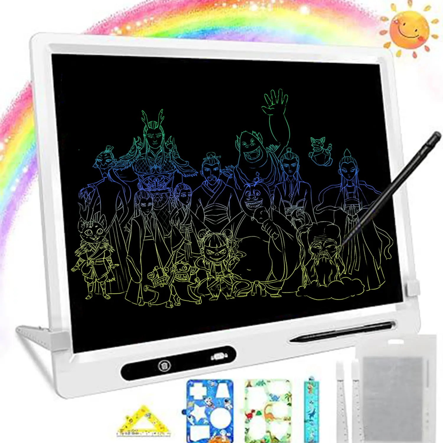 Large 22” LCD Writing Pad – Perfect for Kids’ Interactive Learning and Drawing Play, Includes 2 Pens and Foldable Stand