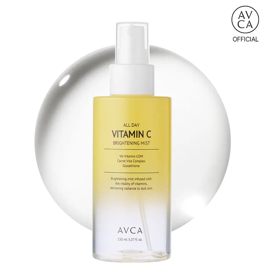 [AVCA Official Shop] All Day Vitamin C Brightening Face Mist 150ml (5.07 fl oz) – Korean Glutathione Hydrating Facial Spray, Carrot Vita Complex Radiance Toner, Dewy Glow Setting Mist for Dull Skin, Lightweight Daily Refresher, K-Beauty Glow