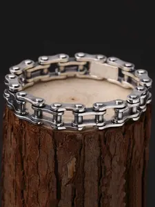 Punk Style Stainless Steel Motorcycle Chain Bracelet, Stainless Steel Wrist, Fashion Jewelry for Party, Daily Clothing Decor, Trendy All-match & Exquisite Jewelry for Birthday Gift