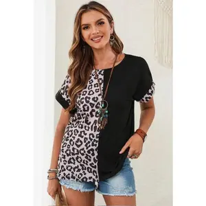 Black & Leopard Colorblock Top