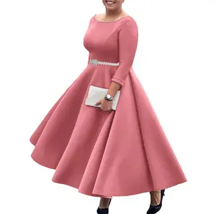 Summer Autumn Clothes Luxury Dresses for Woman O Neck Full Sleeve Belt Waisted High Waisted Pleated A Line Ankle Length Elegant Female Birthday Gowns Formal Light Womenswear Check