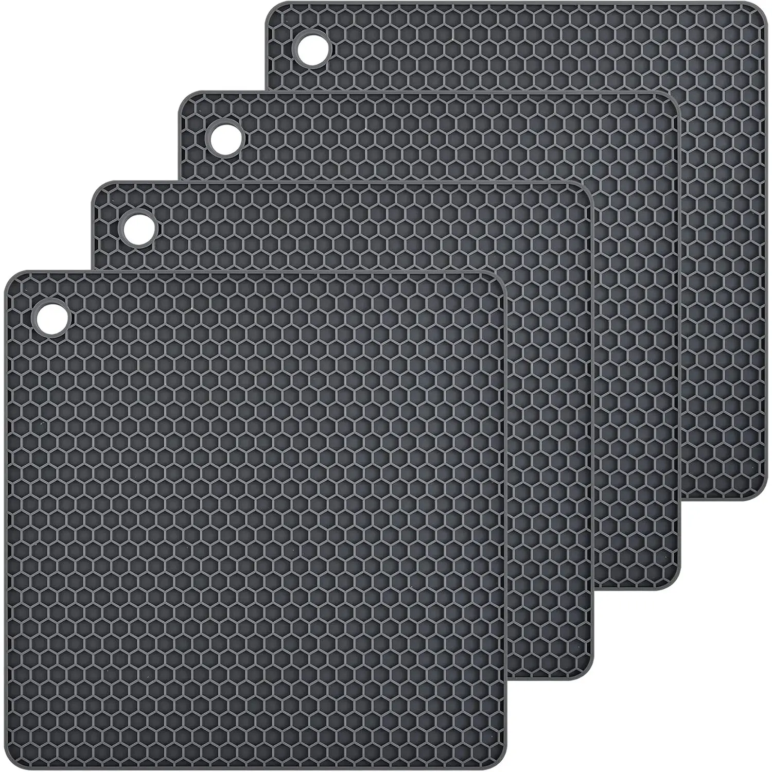 4 Pcs Silicone Trivet Pot Mat for Countertop Trivest Pads Heat Resistant Table Placemats,Size:7x7 Inch, Color: Grey, Shape:Square party supplies gift