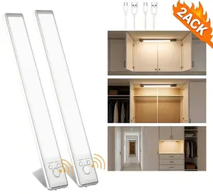 Under Cabinet Motion Sensor Light 2Pack, 1500mAh USB-C Rechargeable, Magnetic Dimmable, 76 LED 180 Lumens, Wireless, Renter Friendly No Drill Installation for Kitchen Closet Stairs Garage