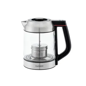 CUCKOO Electric Glass Kettle | Boil Water Fast, Stylish, Heat-Resistant Glass, Steel, with Tea Infuser Included (CK-G170BS)