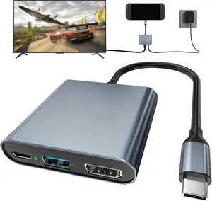 RUNTOGOL Portable USB-C 2-Port Switch Docking Station, Aluminum Alloy Travel TV Dock with clarity 4K@60Hz-120Hz HDR, 100W Max PD, 1000M Ethernet, 2 USB 3.0 Ports for Switch, Steam Deck Games