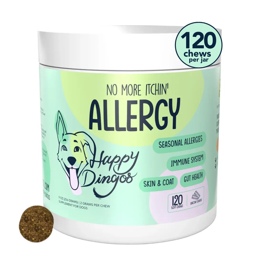 Happy Dingos No More Itchin' – Allergy & Immune Relief Chews for Dogs, 120 Count