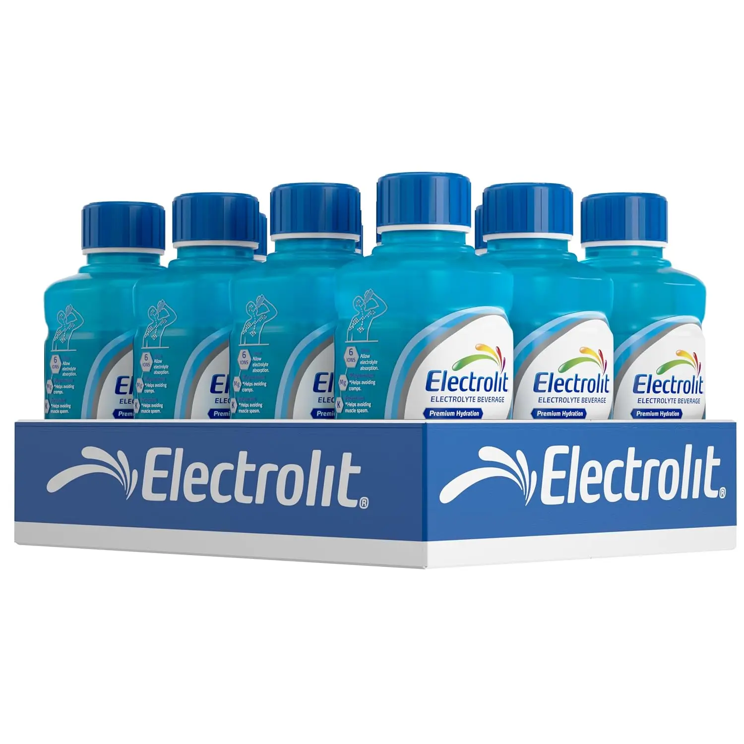 Electrolit, Electrolyte Beverage, Blue Raspberry, 21 Fl Oz (12 Pack) | Hydration Sports Drinks with Electrolytes, Magnesium, Calcium & Potassium, Recovery Drink for Post Workout