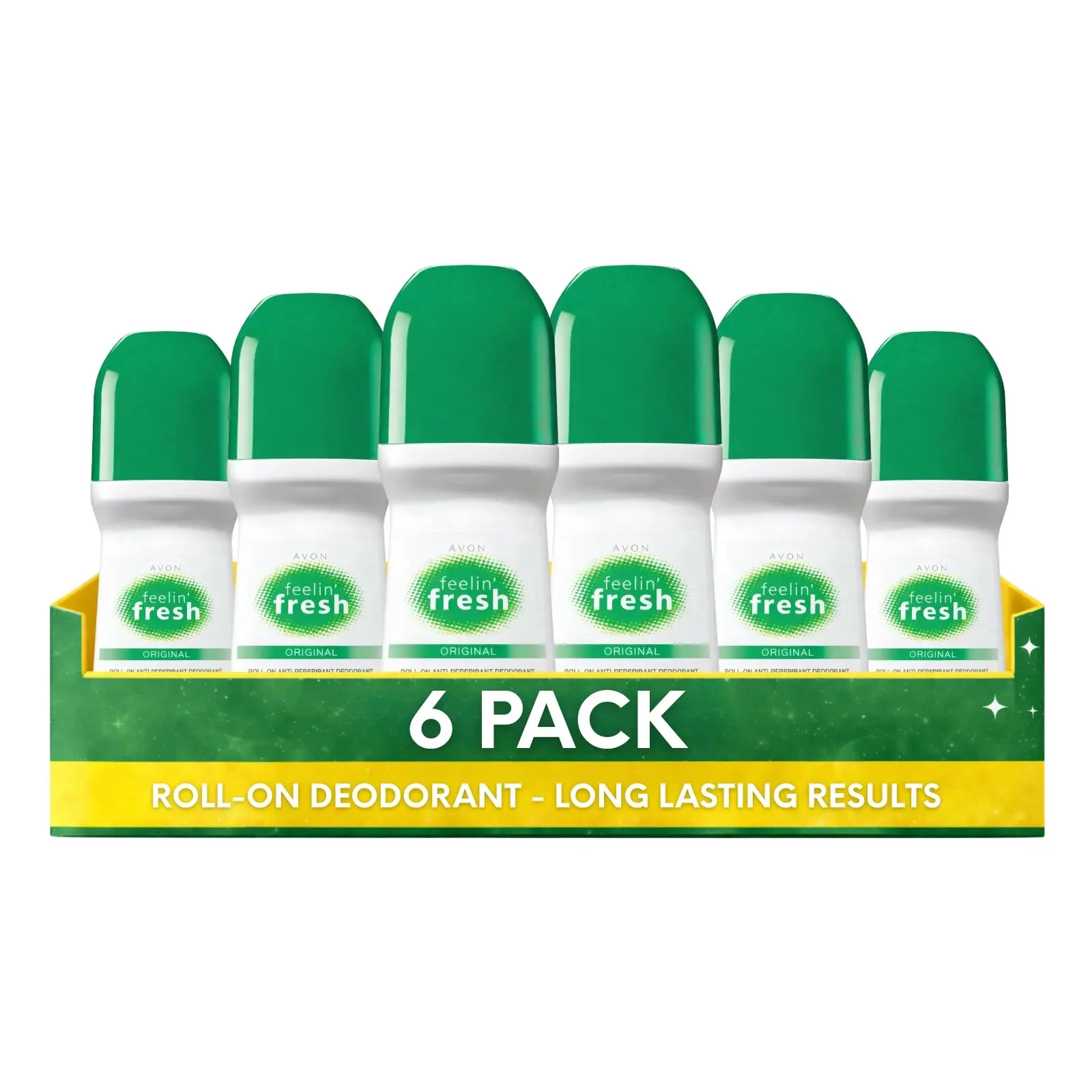 Feelin Fresh Roll-On Anti-Perspirant Deodorant for Women Pack of 6 (2.6 fl oz / 75ml Each) | 24-Hour Odor Protection | Fresh Citrus Floral