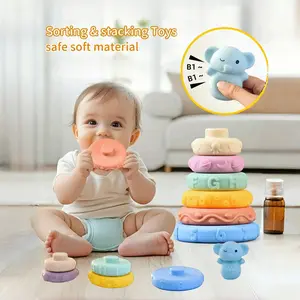 Stacking Rings Soft Toys for Babies 6 Months and up Old Girls Boys - Toddlers Sensory Educational Montessori Baby Blocks - Baby Teething Toys  stacking toys for toddlers 1-3 stacking rings baby toy Blocks Tower Game