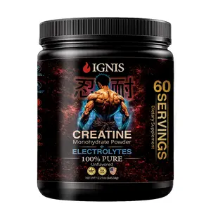IGNIS Creatine Monohydrate Powder + Electrolytes | 100% Pure Unflavored | 60 Servings | Sugar Free | Keto & Vegan Friendly | Lab Tested | Made in USA