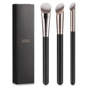 3PCS Angled Concealer & Contour Brush Set – Synthetic Under Eye Makeup Brushes for Blending, Buffing & Setting Flawless Makeup