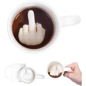 Up Yours Mug Thumbs Up Ceramic Middle Finger Coffee Cup 14 Ounces Milk  Funny Coffee  Mug for  Year, Christmas, Halloween and Birthday