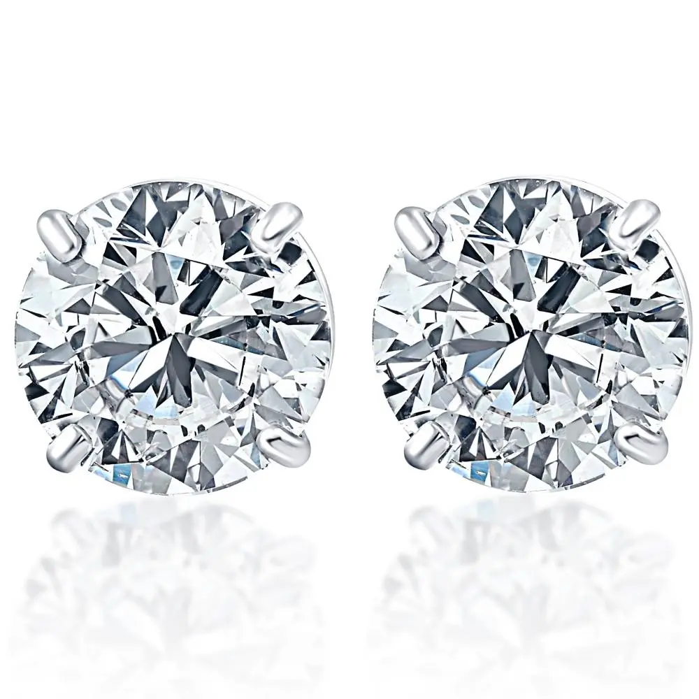 1.50Ct Round Brilliant Cut Natural Quality VS2-SI1 Diamond Stud Earrings in 14K Gold Basket Setting