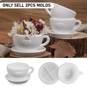 2pcs Heart Shaped Silicone Cup Mold, DIY Resin Casting Mold for Creative Flower Vase and Home Decor Crafts, DIY Handmade Mold, Mold Set