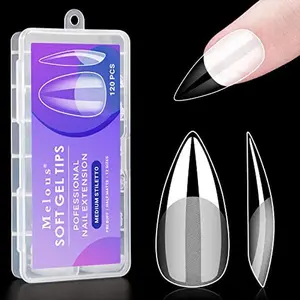 Medium Stiletto Gel False Nail Tips, 120 PCS Pre Buff Full Cover, Square, Matte, 12 Sizes, 120 Number of Pieces, Nail Art Enhancement