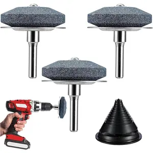New3 pieces lawnmower blade sharpener with steel backing universal multisharp rotary lawn mower blade sharpener with balancer for any power hand drillhigh temperature resistance and hardness