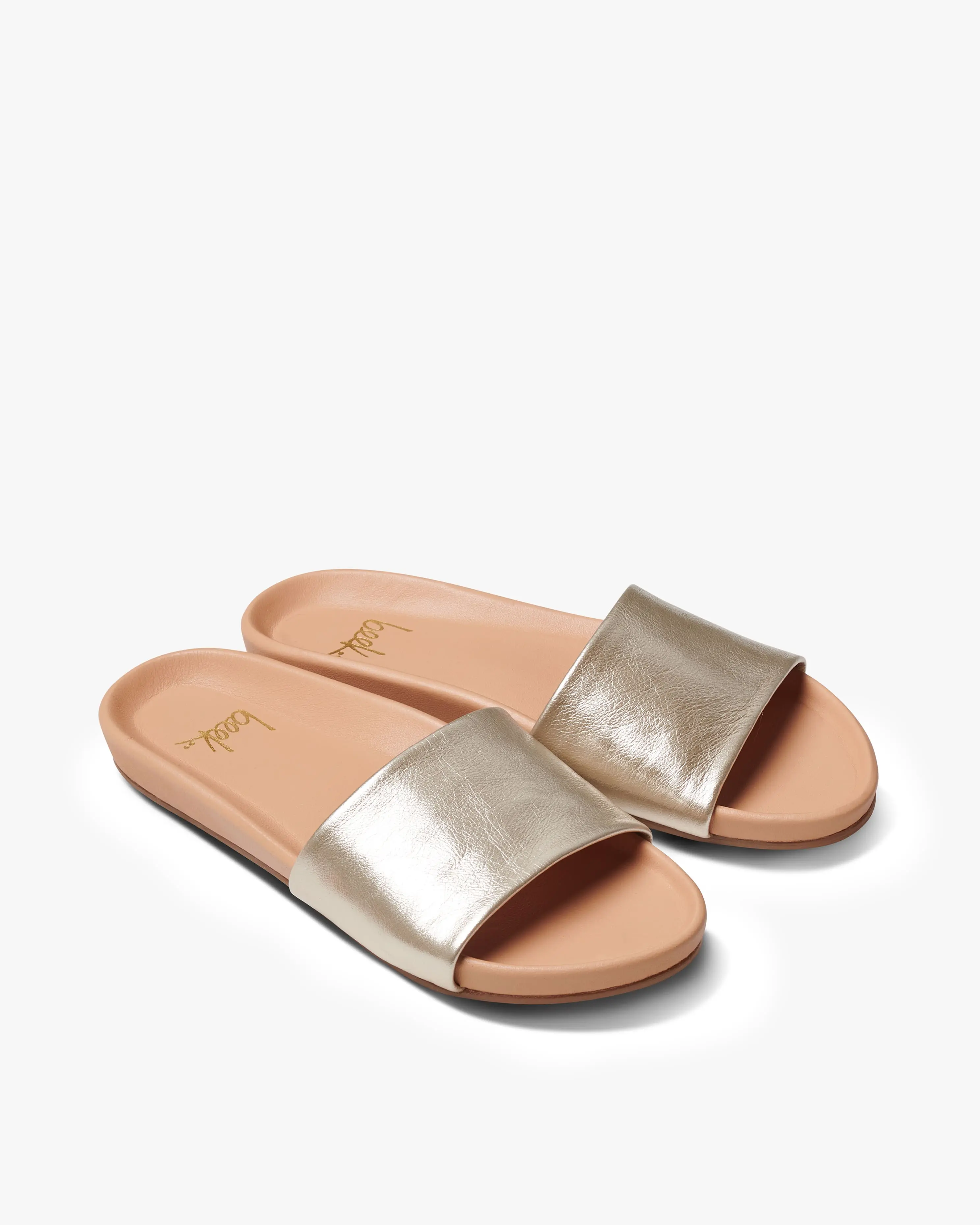 beek GALLITO Platinum Beach Leather-Wrapped Memory Foam Sandals for Women Summer Walking Shoes Classic Style Open Toe Flat Rubber Sole