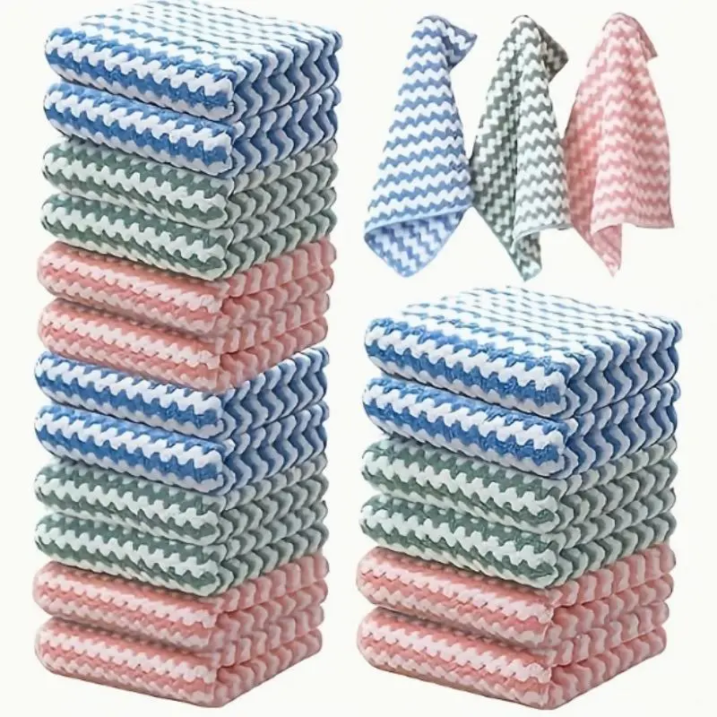 5/10/20 Pcs Dual-Sided Ionomer Thick Coral Fleece Dishcloths, Super Absorbent Washable Reusable, Dishwashing Cloth, Kitchen Absorbent Towels, Non-Fuzzy Hand Drying Cloth, Reusable Microfiber, Dish Towels for Drying Dishes, Microfiber Cleaning Cloths