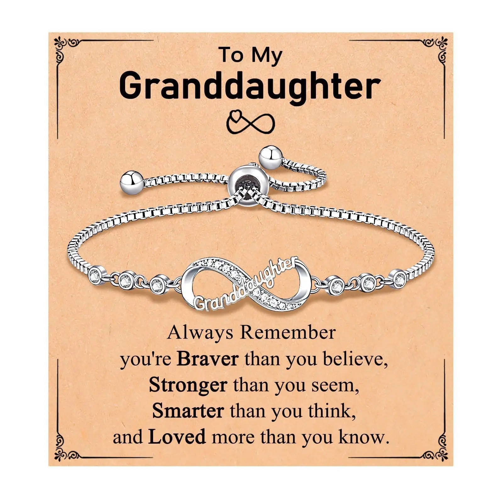 September Gift-Ready Infinity Bracelet with Inspirational Message Infinity Love Bracelet Gift for Grandma or Granddaughter – Adjustable Crystal Family Bond Jewelry Valentine’s Day gift