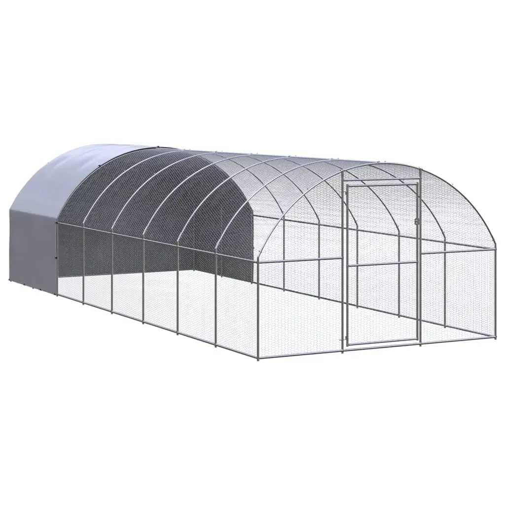 vidaXL Chicken Coop, Chicken Run Hen House, Battery Cage for Chickens Poultry, Easy to Assemble Chicken House Animal Cage, Galvanized Steel 3095475