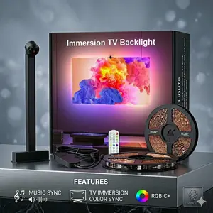 RGBIC+ Wi-Fi TV LED Backlight with Camera | Smart Ambient Music Sync TV Light Strip for 55-65 inch TVs, Works with App Control & Low Latency Immersion Color Sync