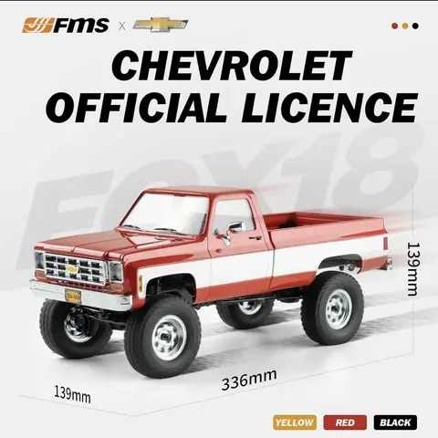 FMS 1/18 RC Rock Crawler FCX18S Chevy K10 S RTR Electric Car - 4WD, 4-Ch 2.4GHz Transmitter, 8km/h Speed, 900mAh Battery, LED Headlights, Coil Springs, Metal Bars, 3-in-1 Receiver/ESC/Light Control, Realistic Look, Hobby RC Cars w/ Included Cells