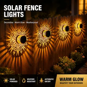 4-Pack Solar Peony Projector Wall Lights, Outdoor Colorful Warm Light Decor, Solar Landscape Lights, Waterproof Detachable Garden Lanterns for Courtyard, Patio, Backyard