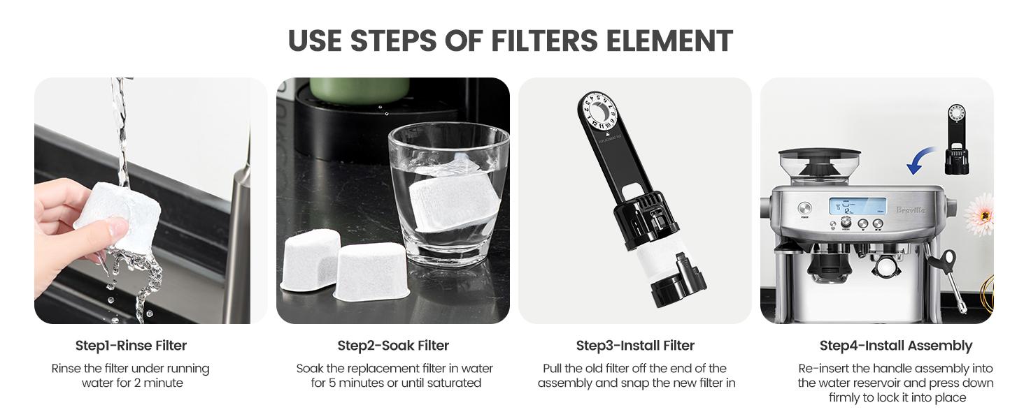 12-Pack Charcoal Water Filters, Replacement for Breville BWF100 Espresso Machines