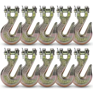 G70 3/8 Chain Hook Heavy Duty Clevis Grab Hook for 3/8 Inch Grade 70 Chain - for Trailer  Transport Yellow Chromate Finish (4Pack)